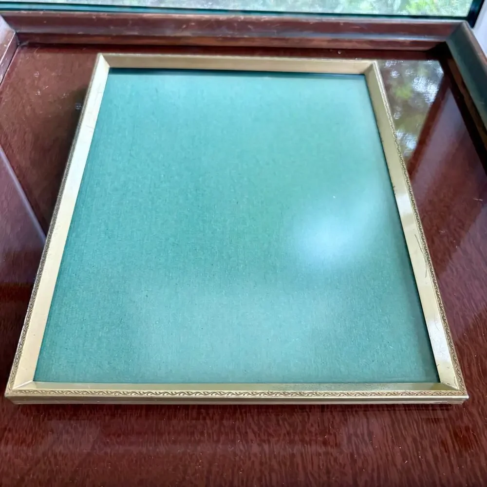Vintage Gold Tone 8x10 Frame Tinted Glass Velvet Back
